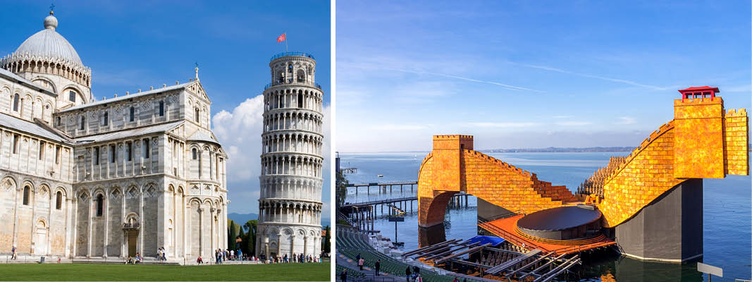 Det skve trn i Pisa og Lago Puccini, Italien